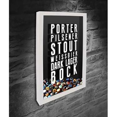 Imagem de Quadro Porta Tampinhas Tiipos de cerveja 4 - Quadro Novo, Branco, 30x4