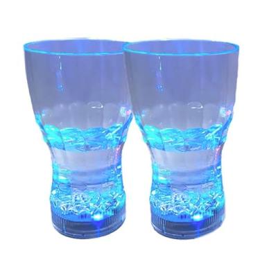 Imagem de Kit 2 Copos Acrílico Luz Led 3 Posições de Pisca 300 ml - Show Festa Balada Casamento Carnaval Bar Decoração