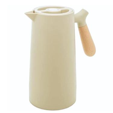 Imagem de Garrafa Térmica Café Leite Chá Nordic Bege Cabo Madeira 1 lt