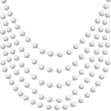 Imagem de LEFUBABY 5Pcs 100 Bolas Natal Bola de Feltro Branco Guirlanda Bola de Feltro Branco Guirlanda 6,6 Pés Pendurado Bola de Feltro Guirlanda Bola de Feltro de Natal Guirlanda Decoração (, Branco)