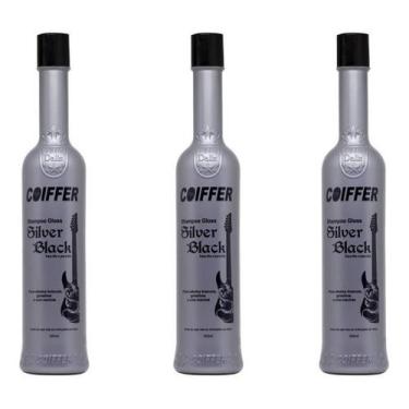 Imagem de Kit 3 Shampoo Silver Black 300ml Cabelos Grisalhos - Coiffer