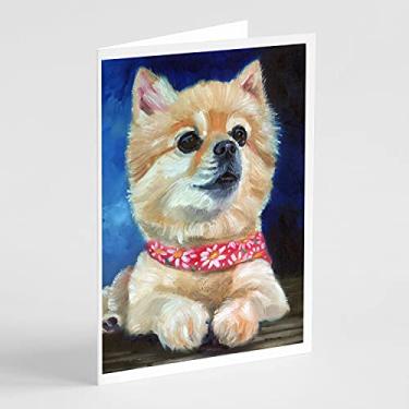Imagem de Caroline's Treasures 7392GCA7P Fancy Bandana Pomeranian Puppy Cartões de felicitações e Envelopes Pacote com 8, 7 x 5, multicolorido