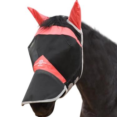 Imagem de Harrison Howard Máscara de mosca de cavalo nariz longo com orelhas laranja/preto G