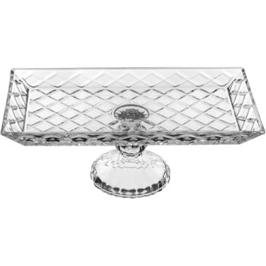 Imagem de PRATO BOLO RETANGULAR HOME&CO COM PÉ ECO CRYSTAL 12x32x17cm TRANSPARENTE