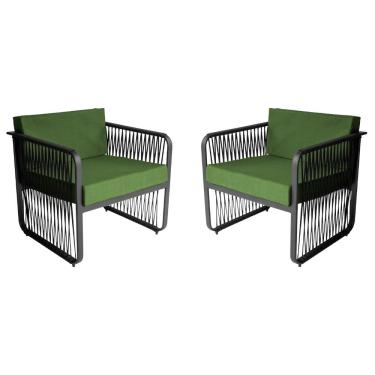 Imagem de Conjunto 2 Poltronas para Área Externa Santiago em Alumínio e Corda Náutica Acesse Móveis