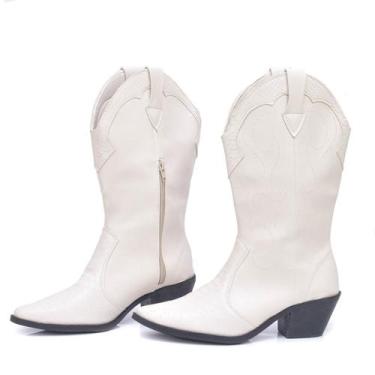 Imagem de Bota Country Feminina Branca Western Cowgirl Cano Médio - Bono, Branco