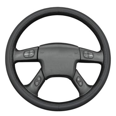 Imagem de MEWANT Capa de couro real para volante de carro costurado à mão para Chevrolet Silverado 2003-2007 protetor de volante acessórios para volante (estilo 3D)