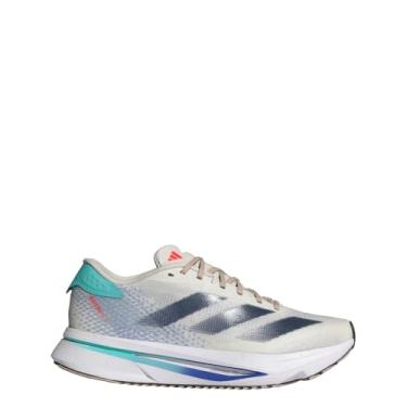 Imagem de adidas Tênis de corrida feminino Adizero SL2, Branco/Tinta Aurora/Flash Aqua, 7.5 Wide