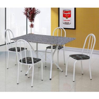 Imagem de Conjunto Sala De Jantar Mesa Tampo Granito Retangular Com 4 C