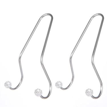 Imagem de MINGZAIQIPEI Decorações de gancho de encosto de cabeça de carro, 2 peças de gancho brilhante, ganchos inoxidáveis cabides de carro e suporte de banco traseiro durável, armazenamento universal (branco)