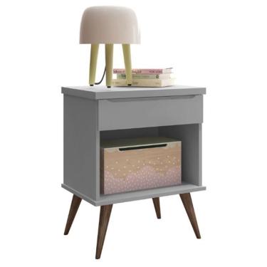 Imagem de Mesa de Apoio Infantil Retrô Alice com 1 Gaveta - pr Baby Cinza