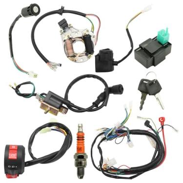 Imagem de ZUDKSUY Chicote elétrico com kit de reparo de solenoide de bobina de estator de relé, substituição para 4 tempos 50cc 70cc 110cc 125cc Pit Quad Dirt Bike Go Kart Scooter