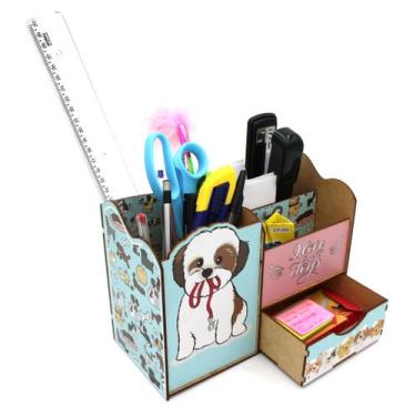 Imagem de Organizador de Mesa e Escritório  porta objetos com gaveta, Gato, cach