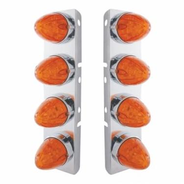 Imagem de United Pacific 37297 PB SS Suporte de limpador de ar frontal com 8 x 19 luzes LED melancia e bisel - LED âmbar/lente âmbar escura