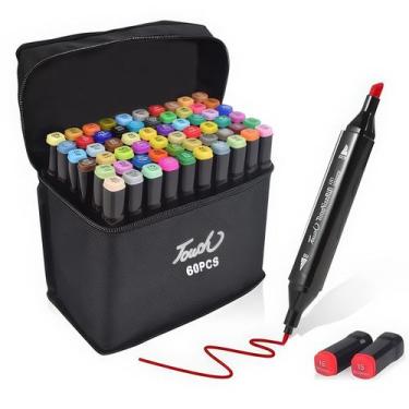 Imagem de Caneta Marcador 60 Cores Touch Marker Com Ponta Dupla e Bolsa