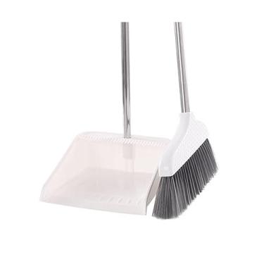 Imagem de SUREK Conjunto moderno de vassoura e pá de lixo de cabo longo para limpeza doméstica com conjunto de pá de lixo para casa conveniente