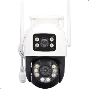 Imagem de Câmera de Segurança Externa Sem Fio com Lente Dupla, Rotação 360°, Visão Noturna, Controle por Aplicativo