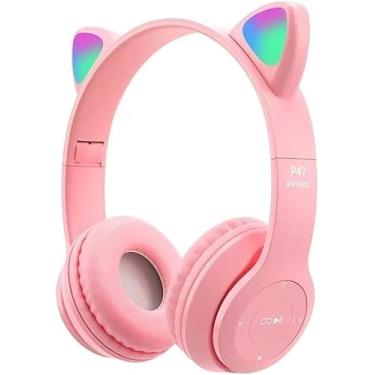 Imagem de Fone de Ouvido Bluetooth com Orelhas de Gato, Headphone Gatinho, Rosa, YP47