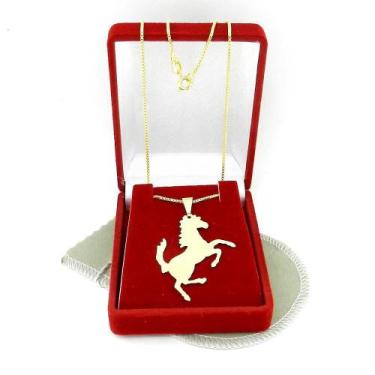 Imagem de Corrente Masculina 50Cm 1Mm Cavalo Folheada Ouro Cr173B - Wnbijouteria