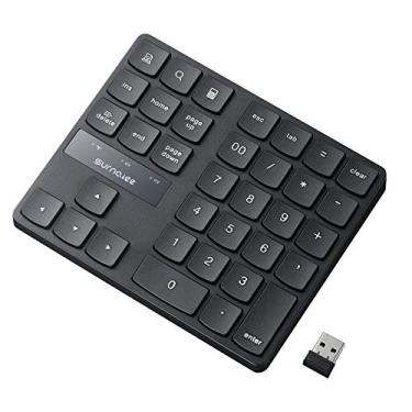 Imagem de SurnQiee Teclado numérico sem fio, teclado numérico recarregável de 2,4 G, 35 teclas para entrada de dados eficiente NK606 - Preto