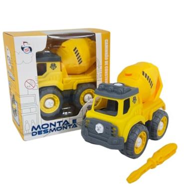 Imagem de Caminhão Monta e Desmonta Com Chave, Carrinho de Construção Civil, Brinquedo Infantil Educativo Com Ferramenta (Betoneira)