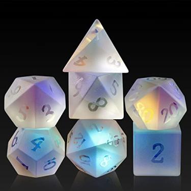Imagem de Frosted Rainbow Glass Dice Set DND, DNDND Full Set 7 Piece Matt Glass D and D Dice with Great Gift Box for Dungeons and Dragon D&D Tabletop Game (Frosted Rainbow)