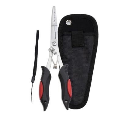 Imagem de Alicate de pesca, alicate de pesca de aço inoxidável com cordão e bainha de cinto, alicate de pesca que economiza esforço, água salgada com alça antiderrapante para vadear, surfar, alicate de pesca