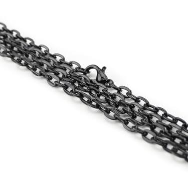 Imagem de CleverDelights Colares de corrente de cabos pretos escuros 4 x 6 mm – Pacote com 100 – 60 cm de comprimento – Correntes ovais planas – Joias artesanais DIY