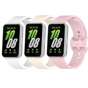 Imagem de Baaletc Pacote com 3 pulseiras de relógio compatíveis com Samsung Galaxy Fit 3, pulseiras de substituição de silicone macio, acessórios para Samsung Galaxy FIT 3 SM-R390 para mulheres e homens