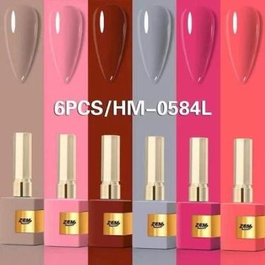 Imagem de Kit C/6 esmalte em gel 15g colorido brilhante Zem - oem, HM-0584-L