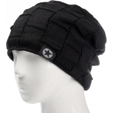 Imagem de Gorro Masculino Chapéu Estrela Inverno Chapéu Pele Gorro Quente Gorro Solto Crânio Tricô Chapéu Masculino Senhoras Esqui Esportes Boné, Black, A