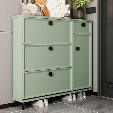 Imagem de Sapateira Estreita Organizadora Oculta, Sapateira Fina Com 3 Gavetas, Sapateira Autônoma Com Porta Flip, Sapateira Moderna Para Balde, Sapateira Moderna Para Entrada, Corre, Green, 55 * 10.2 * 46.4in