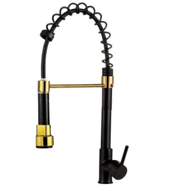 Imagem de Torneira Cozinha Gourmet Inox Luxo - oem, AGUA FRIA BANCADA PRETO DOUR