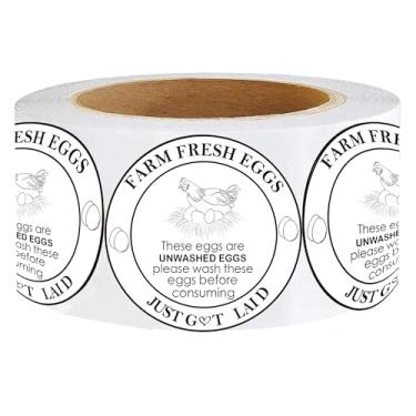 Imagem de Etiquetas de caixa de ovos frescos da fazenda 5 cm de fazenda ovos frescos não lavados etiquetas de manuseio de ovos etiqueta de embalagem para frango, codorna, ovos etiqueta de embalagem 600 peças