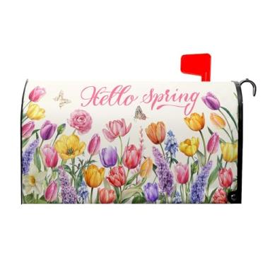 Imagem de Kawani Capa Para Caixa De Correio Hello Spring Welcome Flowers, Tulipa Magnética Áreas Externas, 21 X 18, Floral Rosa, Decoração Feriados, Jardim E Quintal