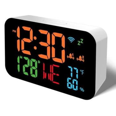 Imagem de Relógio De Mesa Wi-fi Calendário Termômetro Inteligente Higrômetro Dis