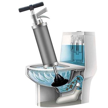 Imagem de Desbloqueador de drenagem de sanita, limpador de bomba de pressão multifuncional de parede de cilindro grosso de alumínio para lava-loiças, casa de banho, ralo de chão