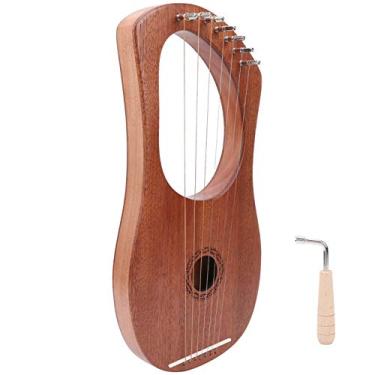 Imagem de Xcello Harpa de lira Rosewood 7 cordas de metal instrumento portátil com chave de giro Harpa de corda durável e estável