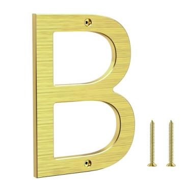 Imagem de Yafimea Números grandes dourados de 20 cm para casa, números de endereço residenciais modernos de metal para casa, números flutuantes externos de alumínio para portão de garagem de Wall Street (letra