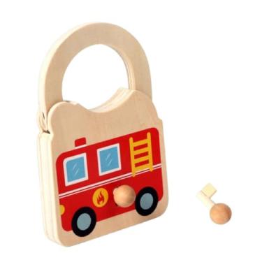 Imagem de Esquirla Crianças aprendendo bloqueio e chave de carro Key Car Ferramenta de aprendizado precoce Presentes de aniversário Placa de madeira por 2 a 5 anos de, Vermelho