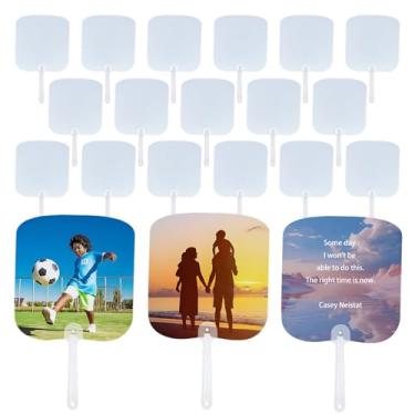 Imagem de 20 pacotes de leques de sublimação para fãs de igreja em branco PET plástico dupla face ventilador portátil para casamentos e festas na igreja