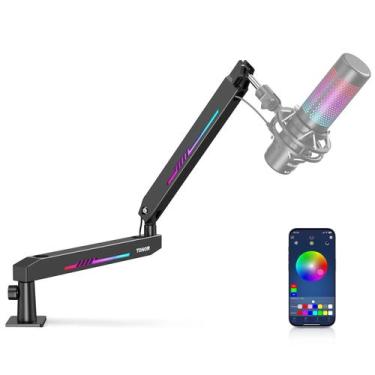 Imagem de Mic Boom Arm TONOR RGB Low Profile com gerenciamento de cabos