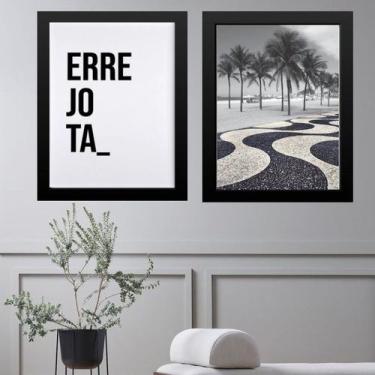 Imagem de Kit 2 Quadros Rio de Janeiro - ERREJOTA Copacabana 24x18cm - Quadros O