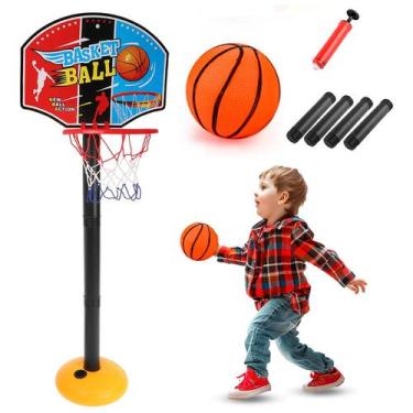 Imagem de Basquete Infantil Cesta Bola Tabela Bomba Regulável Até 115cm Para Cri