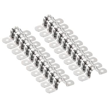 Imagem de HARFINGTON 10 braçadeiras de conduíte de 14 mm de 9/40.6 cm, braçadeira de tubo M14 U, correia rígida de aço inoxidável, suporte em forma de U com dois furos para fixação de fio de mangueira de tubo