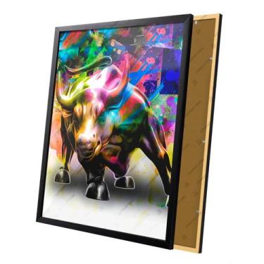 Imagem de Quadro Touro Wall Street Nova York Colorido Moldura e Vidro - Complet 