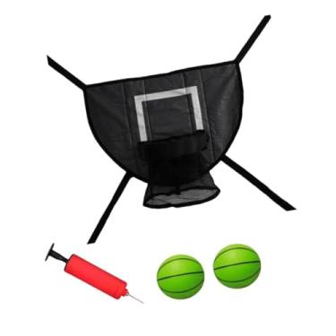 Imagem de menolana Mini cesta de basquete para trampolim, estrutura de basquete, fácil instalação, jogo de gol, rodapé leve, acessórios para trampolim, Preto