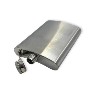 Imagem de Cantil de Bolso em Aço Inox, 230ml, 13,5 x 9 x 3cm, Tampa com Vedação