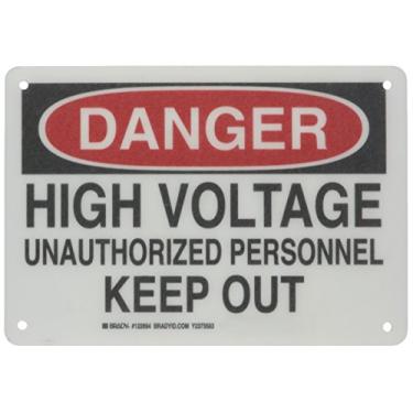 Imagem de Brady 122894 Alta tensão não autorizada, 18 cm de altura, 25,4 cm de largura, preto e vermelho em branco
