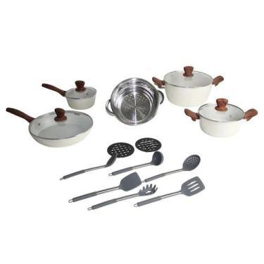 Imagem de Jogo De Panelas Revestimento Cerâmico Antiaderente 18 Peças - Fxs